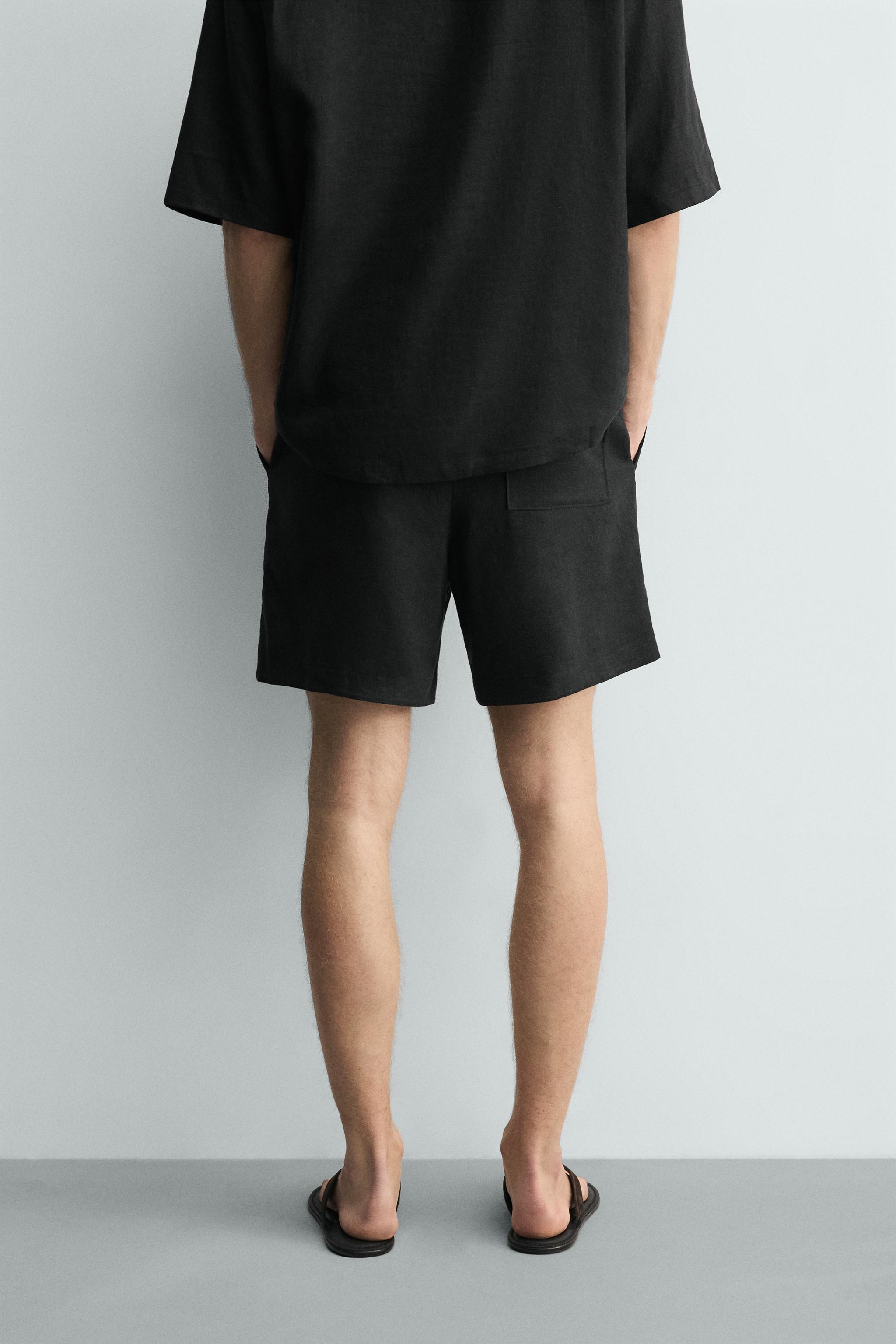 RELAXED FIT LINEN BLEND SHORTS
